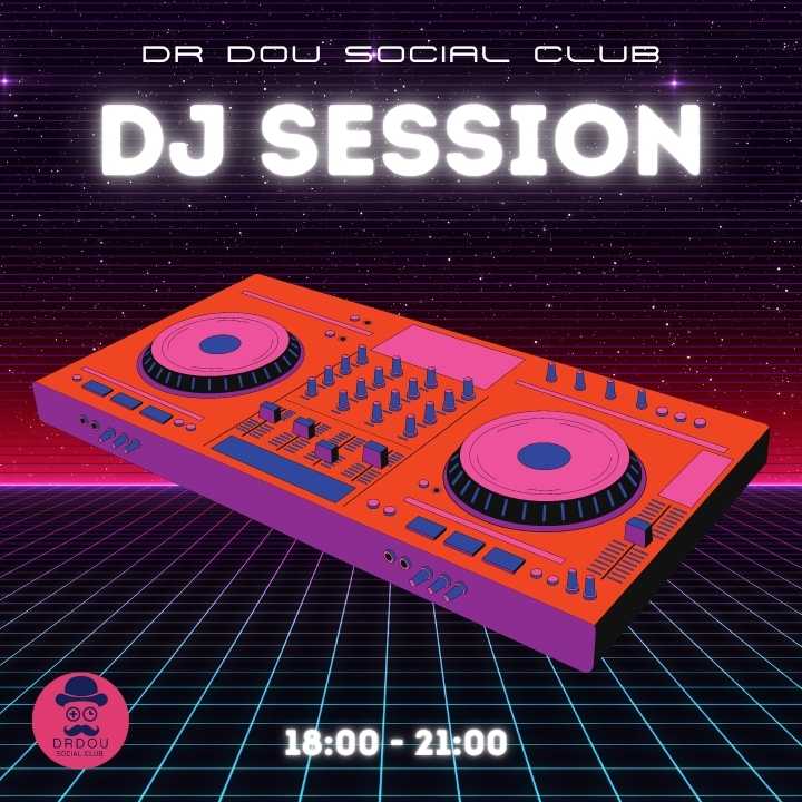 Poster of dj session in Dr Dou social club. Console