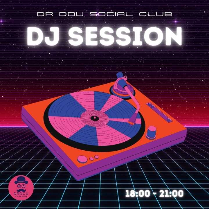 Poster of dj session in Dr Dou social club. Player