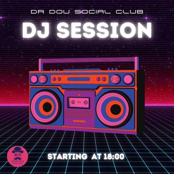 Poster of dj session in Dr Dou social club. Recorder