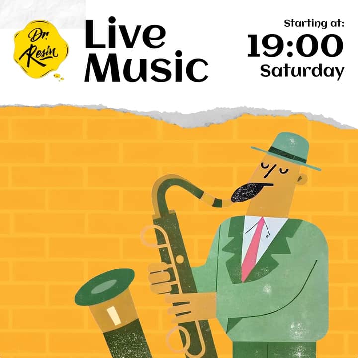 Dr. Resin Poster of Live music event on Saturday at Dr Resin